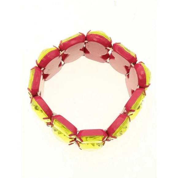H&M pink enamel & yellow rhinestone  elastic bracelet 🩷💛 - Picture 2 of 6